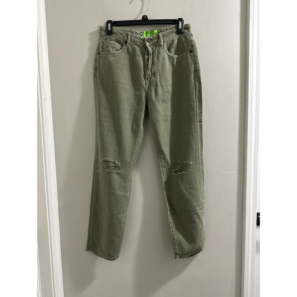 🔴Sandrine Rose Free People Green distress‎ jeans size 27 New